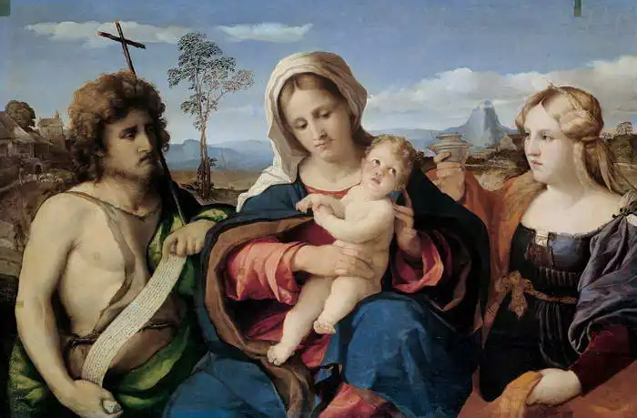 Vecchio, Palma: Madona a dítě se sv. Janem Křtitelem a Magdalénou
