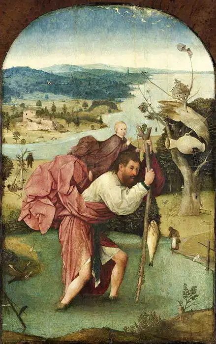 Bosch, Hieronymus: Sv. Kryštof nese malého Ježíše Krista