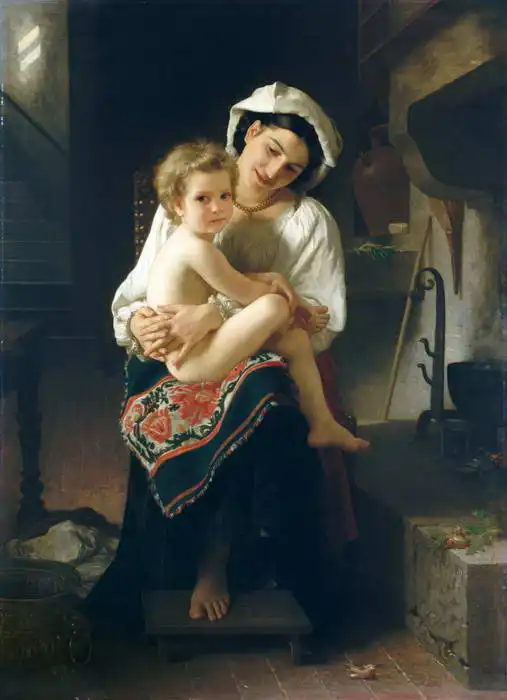 Bouguereau, Adolphe: Young mother with baby