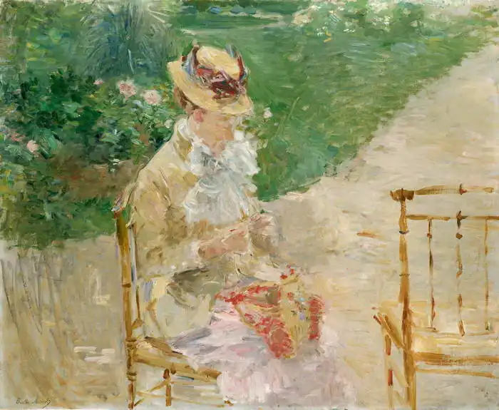 Morisot, Berthe: Mladá žena při pletení