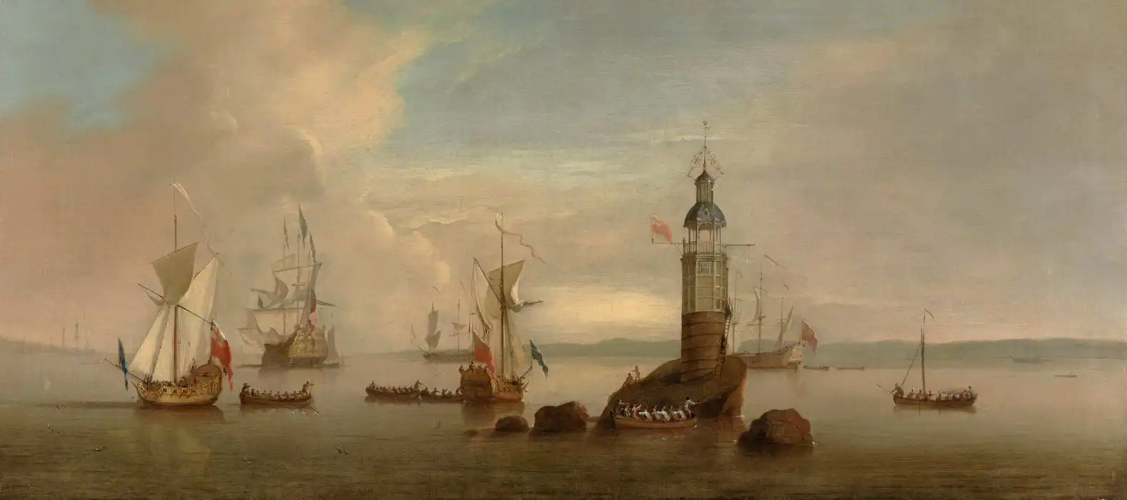 Monamy, Peter: Otevření prvního Lighthouse v roce 1698 v Eddystone