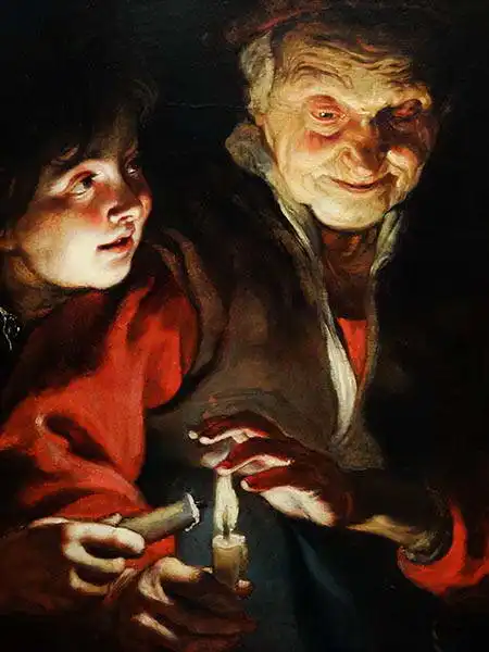Rubens, Peter Paul: Old woman and a boy with a candle