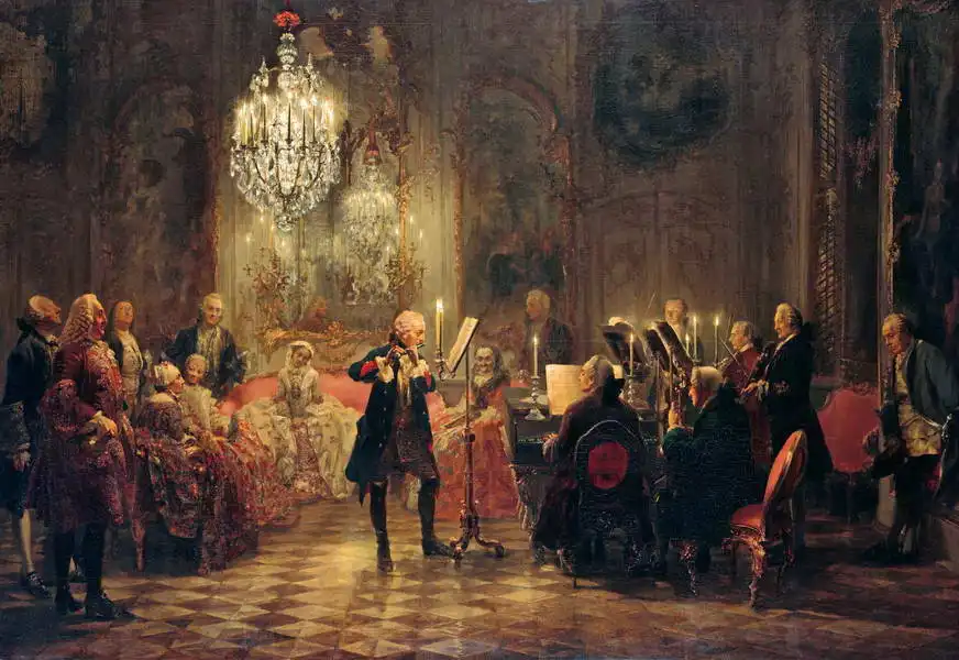 Menzel, Adolph: Koncert na flétnu pro Fridricha Velikého v Sanssouci