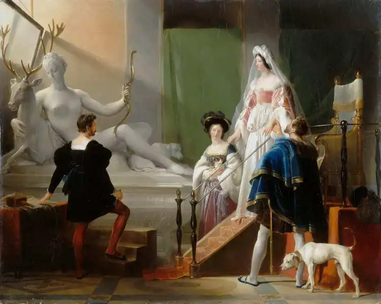 Fragonard, Alexandre E.: Jindřich II. a Diane de Poitiers v ateliéru