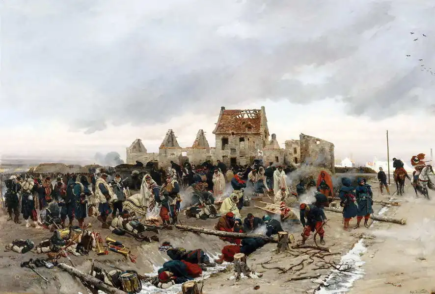 Neuville, de Alphonse: Tábor po bitvě u Le Bourget 21. prosince, 1870