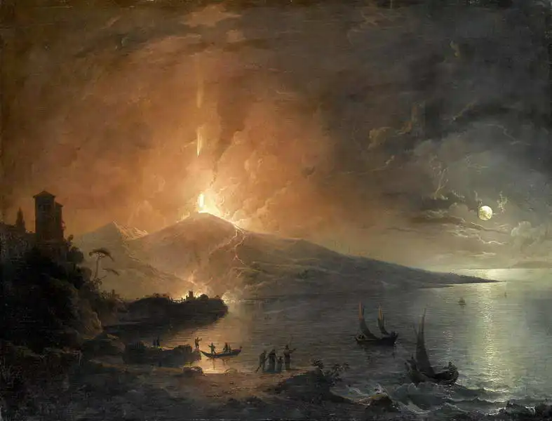 Pether, Henry: Erupce Vesuvu v noci