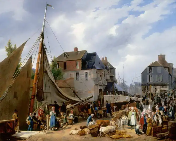 Leprince, Auguste-Xavier: Nakládání dobytka v přístavu Honfleur