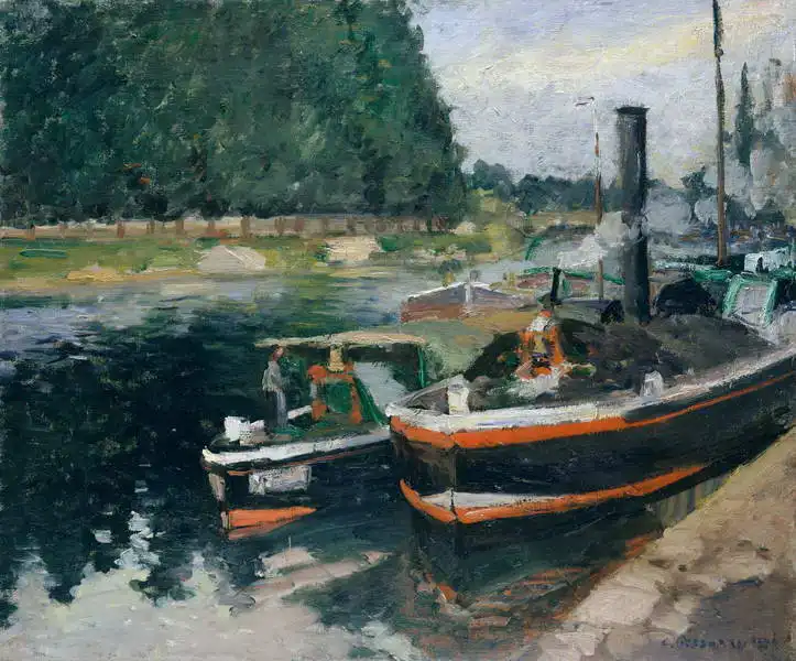 Pissarro, Camille: Lodě v Pontoise