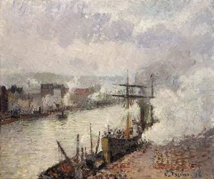Pissarro, Camille: Parníky v přístavu v Rouenu