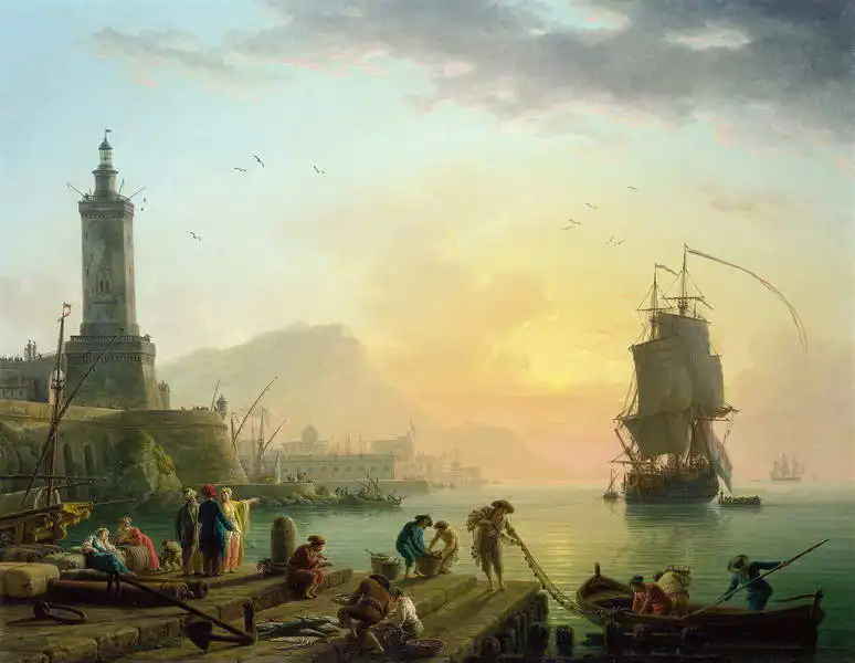 Vernet, Claude Joseph: Klidné moře a středomořský přístav