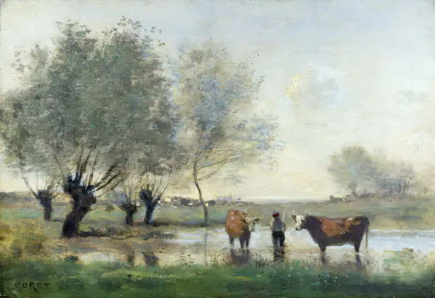 Corot, J. B. Camille: Krávy v bažinaté krajině