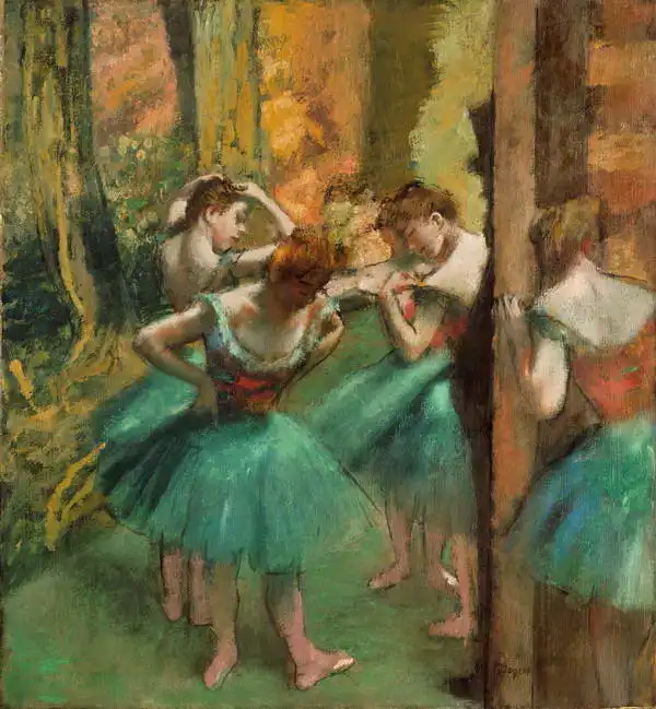 Degas, Edgar: Tanečníce - růžová a zelená