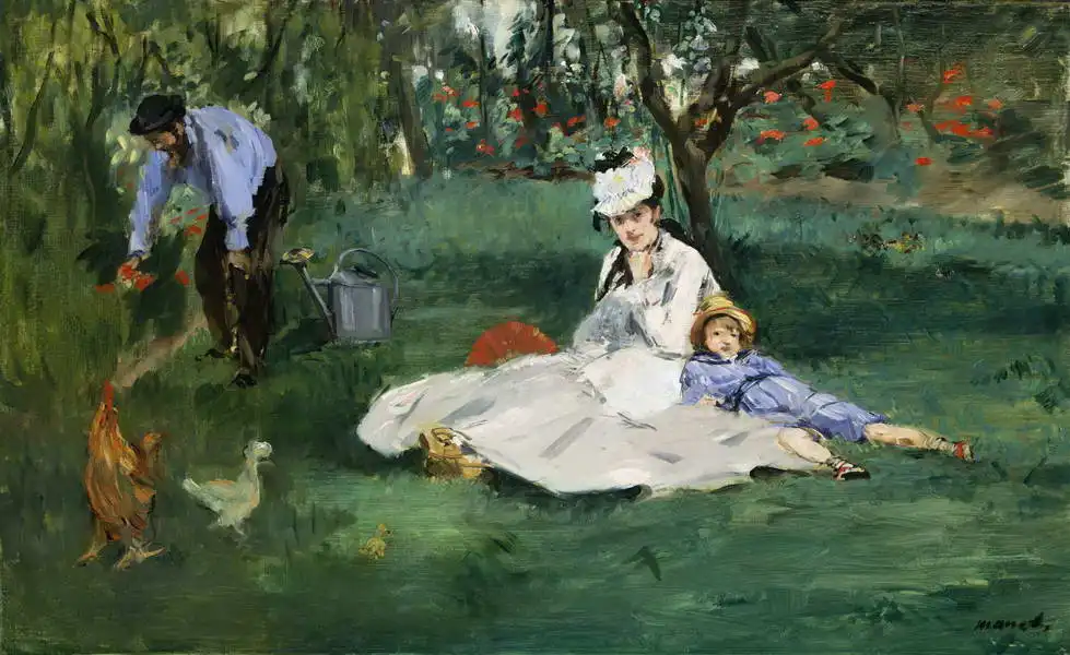Manet, Edouard: Monetova rodina v zahradě v Argenteuil