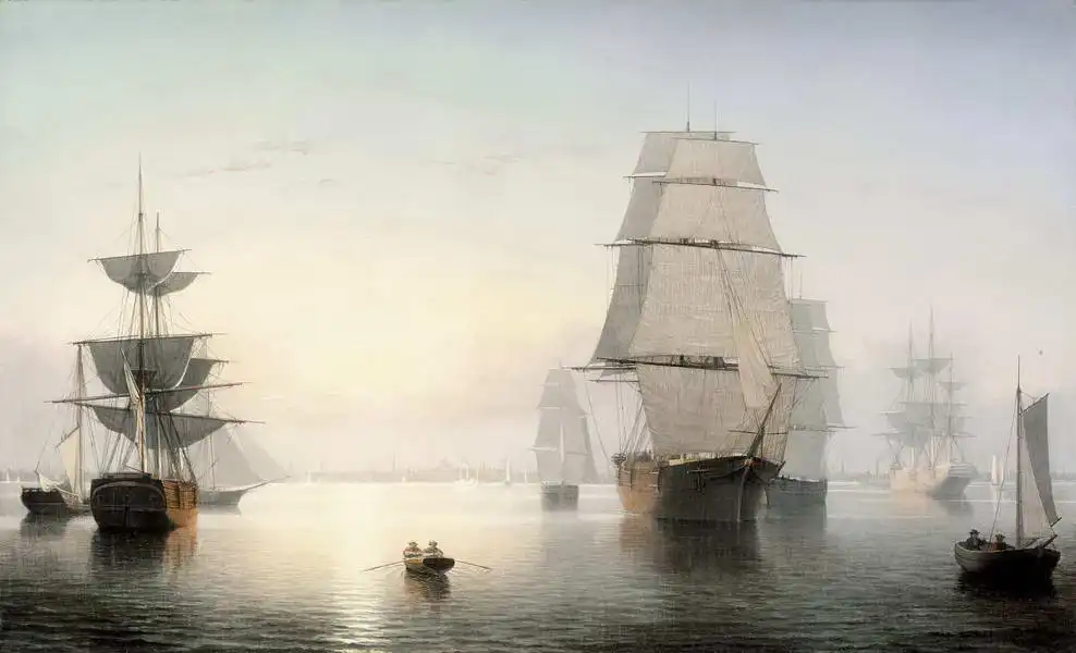 Lane, Fitz Henry: Sunrise in Boston Harbor