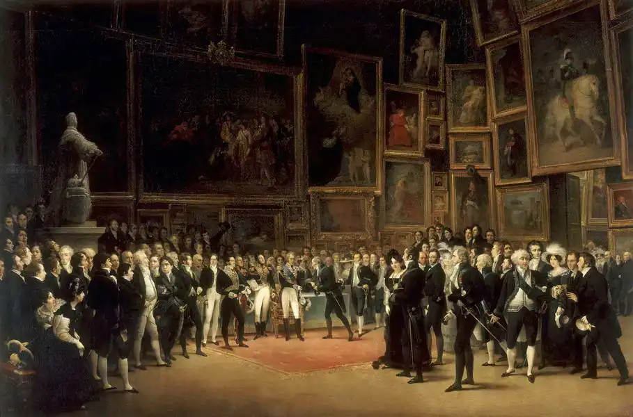 Heim, François Joseph: Karel X. propůjčuje vyznamenání umělcům v Salonu 1824