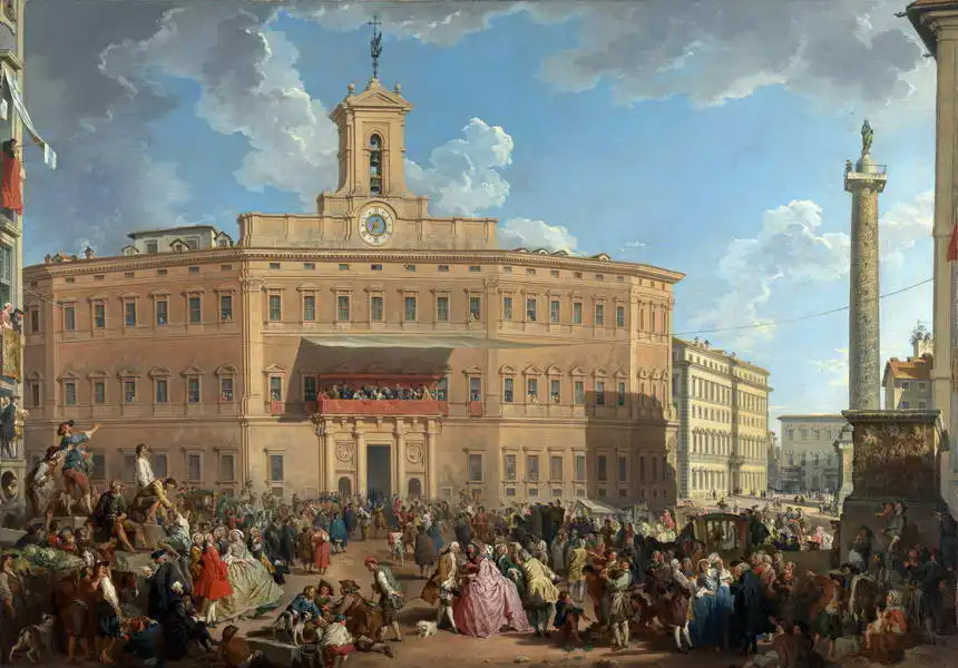 Panini, Giovanni Paolo: Loterie sur la Piazza di Montecitorio