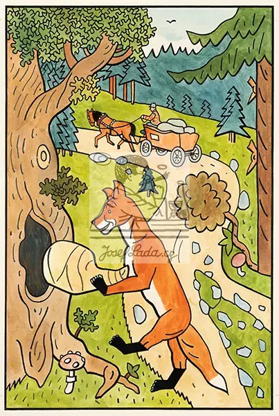 Lada, Josef: About the Clever Godmother Fox - Chapter The Treasure on the Road 1957