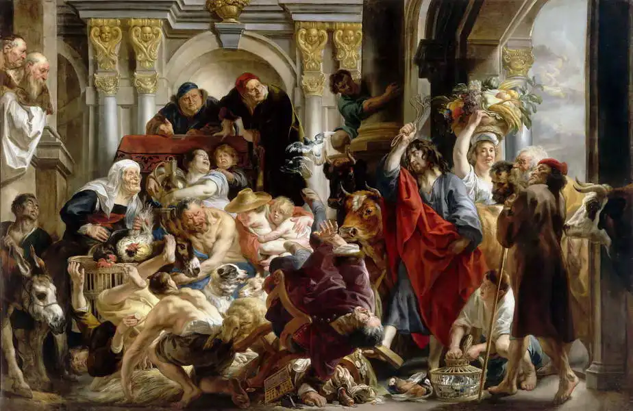 Jordaens, Jacob: Ježíš vyhání obchodníky z chrámu
