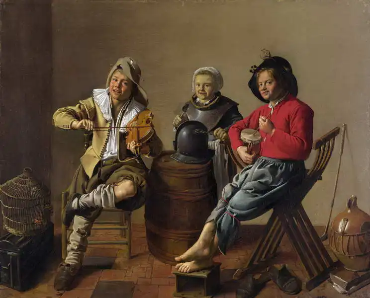 Molenaer, Jan Miense: Dva chlapci a dívka hrající na hudební nástroje