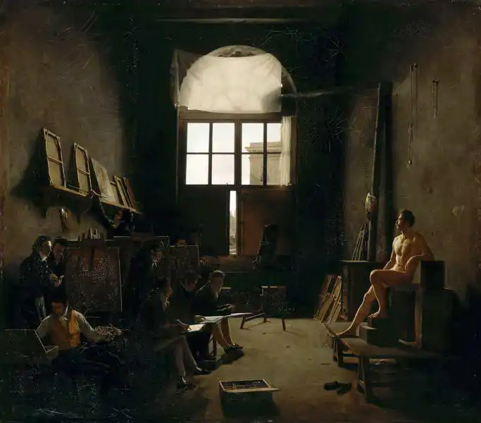 Cochereau, Léon Mathieu: Interiér Davidova ateliéru na Collège des Quatre národů, Paříž