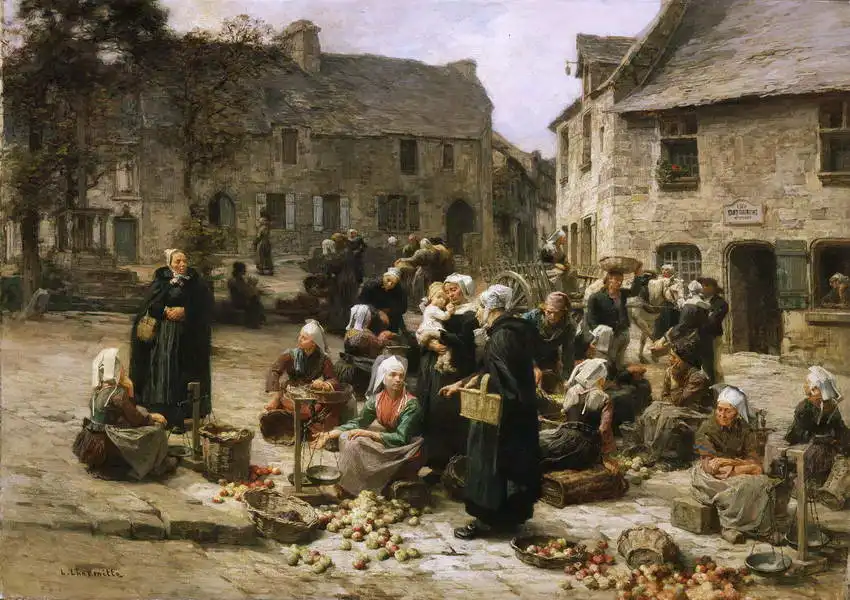 Lhermitte, Léon Augustin: Jablečný trh, Landerneau, Bretaň