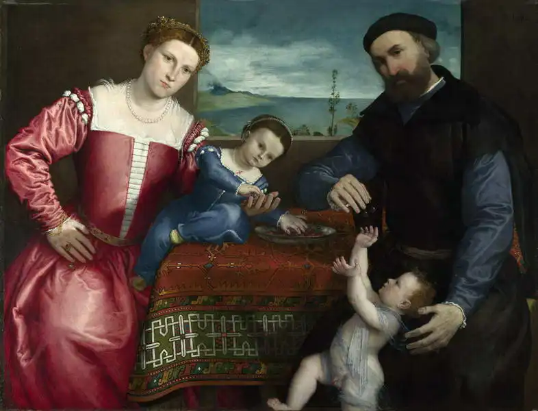 Lotto, Lorenzo: Portrét Giovanniho della Volty se ženou a dětmi