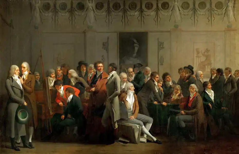 Boilly, Louis-Leopold: Setkání umělců v ateliéru Isabey