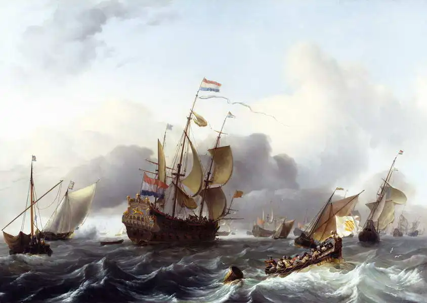 Neznámý: Loď Eendracht a flotila nizozemského válečného loďstva