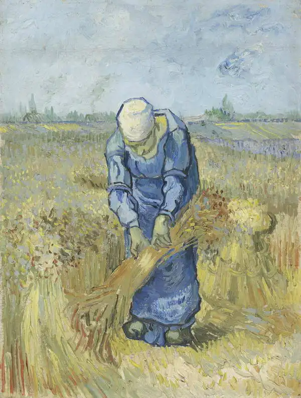 Gogh, Vincent van: Country woman binding sheaves (after Mill)
