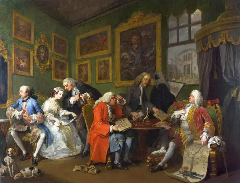 Hogarth, William: Manželství A la Mode č. 1 - manželská smlouva
