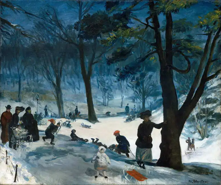 Glackens, William: Central Park, zima