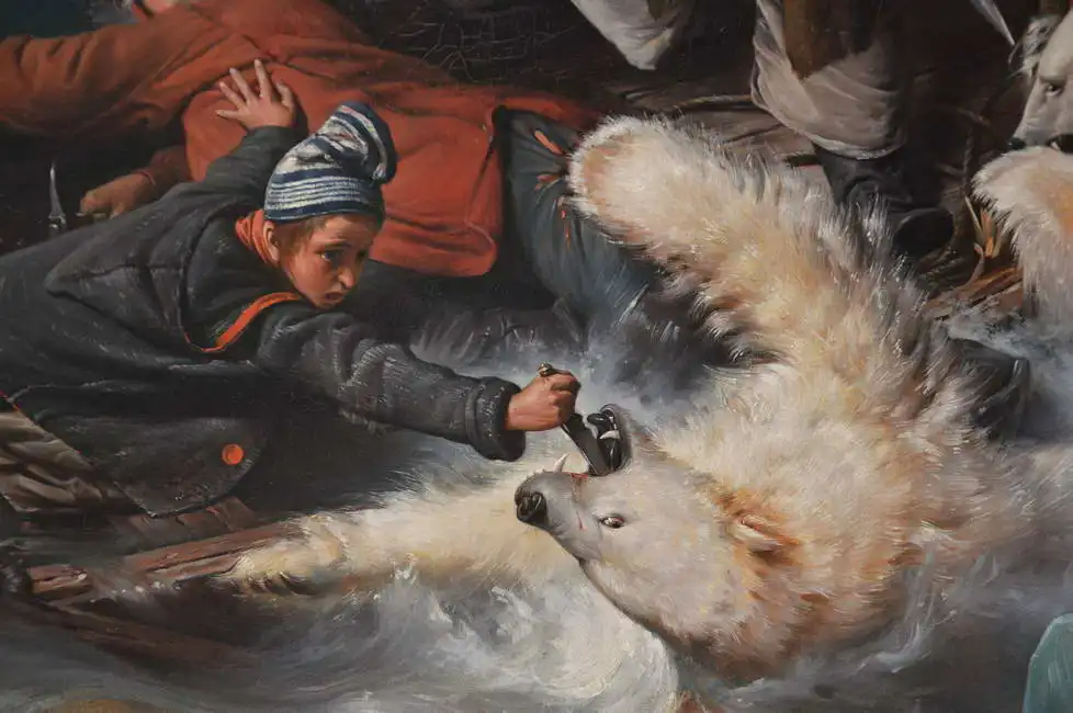 Biard, Auguste François: Zápas s ledním medvědem
