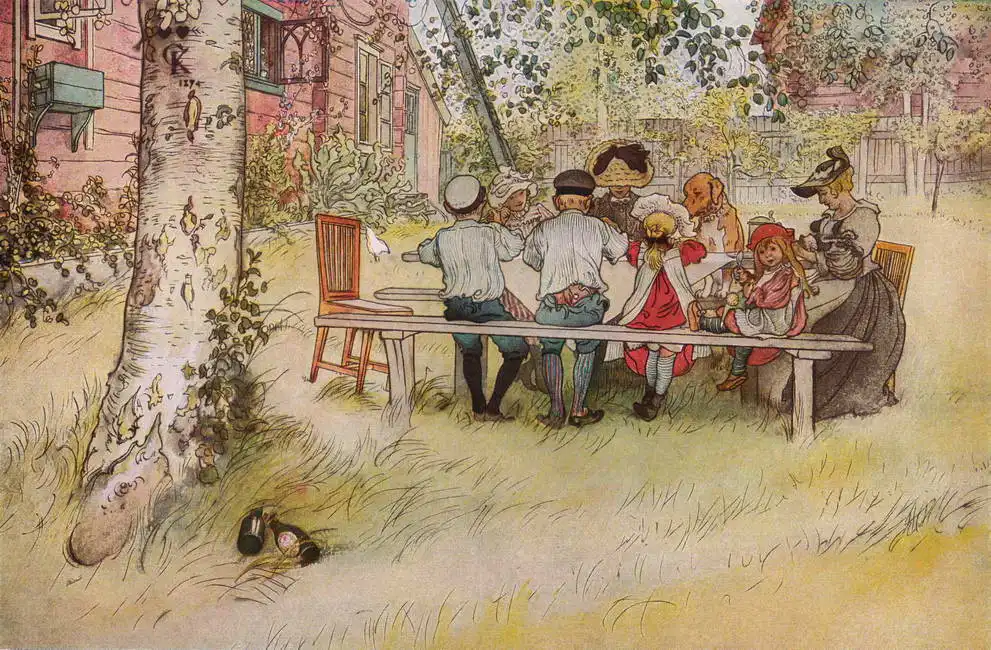 Larsson, Carl: Petit déjeuner sous les grands bouleaux