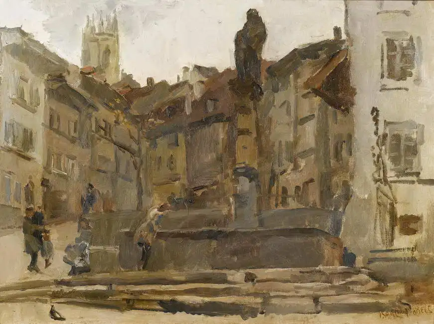 Israels, Isaac: La fontaine devant St Anne Friborg