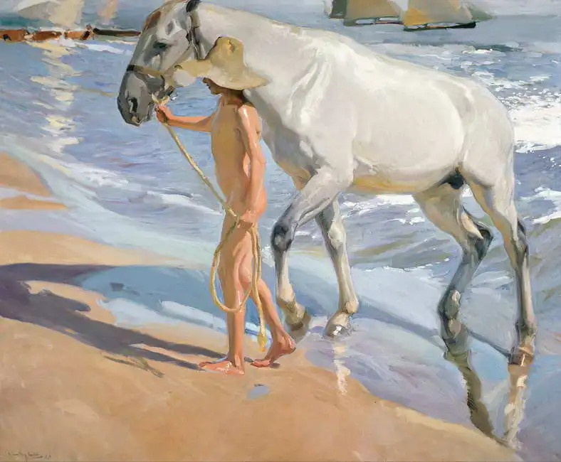 Bastida, Joaquín Sorolla: Koupání koně