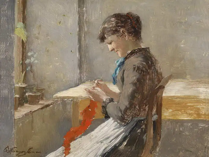 Wisinger-Florian, Olga: Femme brodeuse à la fenêtre