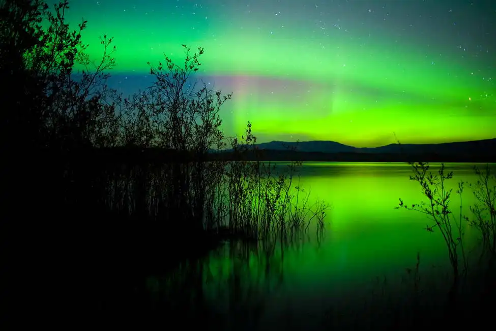 Neznámý: Polární záře u Lake Laberge, Yukon Territory, Kanada