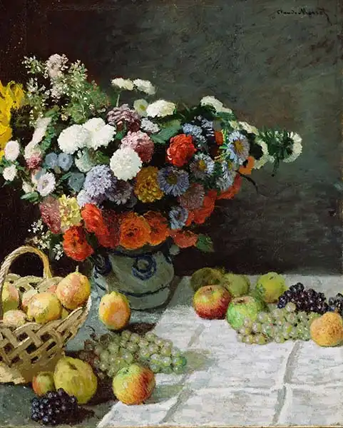 Monet, Claude: Still Life with Flowers and Fruit