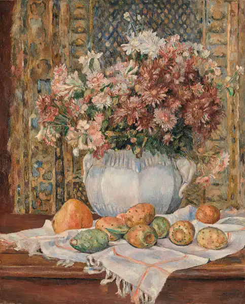 Renoir, Auguste: Zátiší s květinami a hruškami