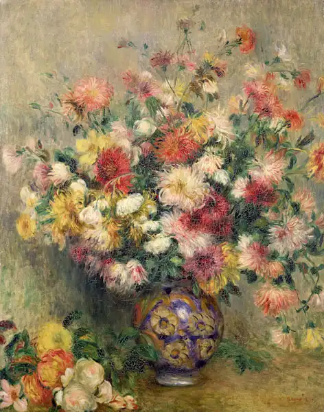 Renoir, Auguste: Vase of chrysanthemums (Dahlias)