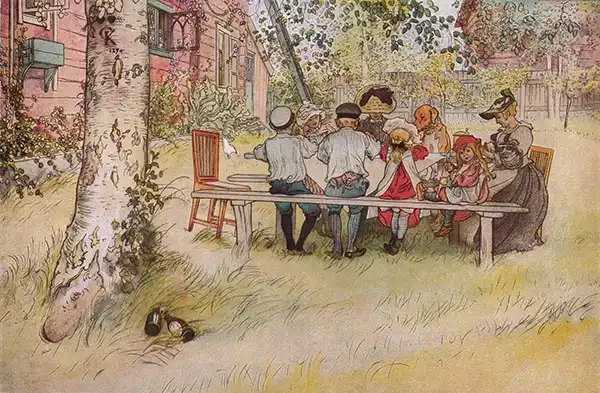 Larsson, Carl: Breakfast under the Big Birch, from A Home series
