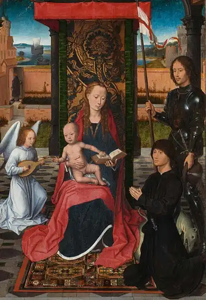 Memling, Hans: Madona s dítětem, sv. Jiří, anděl a donátor
