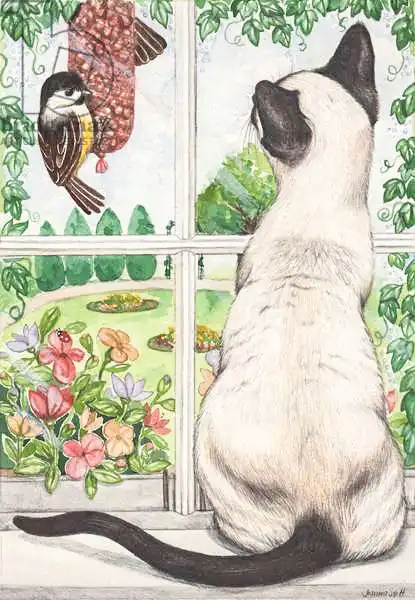 Scott, Samuel: Chat et oiseau siamois
