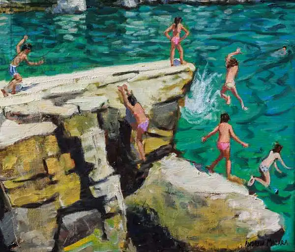 Macara, Andre: Detail of Jumping into the sea,Plates,Skiathos