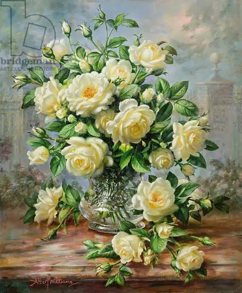 Williams, Albert: Princesse Diana Roses dans un vase en verre coupé