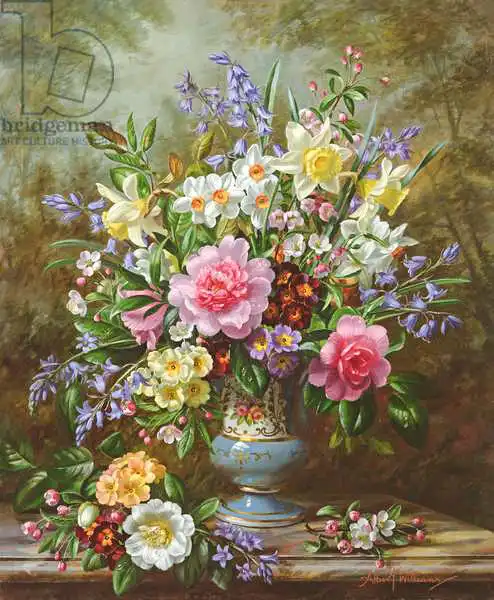 Williams, Albert: AB / 200/2 Bluebells, jonquilles, primroses et pivoines dans un vase bleu