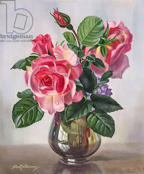 Williams, Albert: AB / 289 Lady Sylvia Roses dans un vase en argent