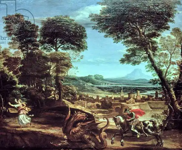 Domenichino: Landscape with St.George and the Dragon