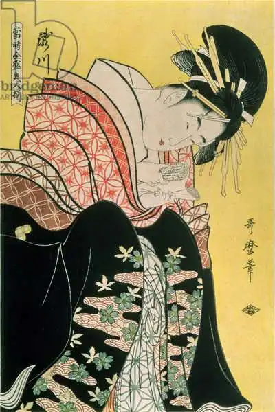 Utamaro, Kitagawa: Takigawa aus dem Teehaus, Ogi