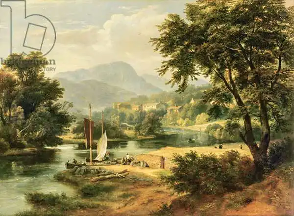 Reinagle, Ramsay Richard: Vue de Clappersgate sur la rivière Brathay au-dessus de Windermere